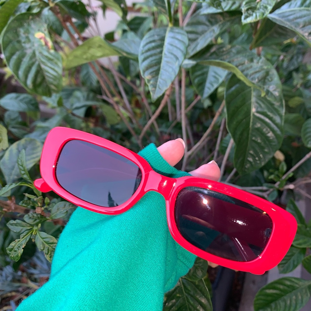 Bright red sunglasses